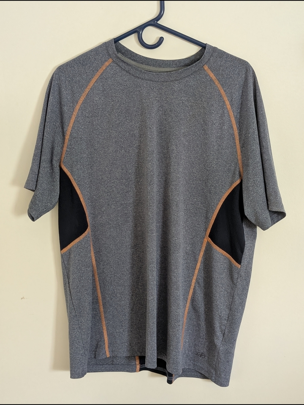 C9 Men's Breathable Colorblock Crew Neck Raglan Active T-Shirt Gray Black M